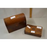 Dome top tea caddy together with a further small wooden case (2)
