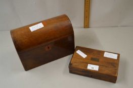 Dome top tea caddy together with a further small wooden case (2)