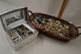 Basket of mixed costume jewellery