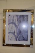 Modern architectural photograph print set in a mirrored frame