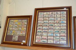 Framed set of Brooke Bond History of the Motor Car cards, together with a framed set of Heraldry