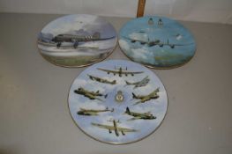 Group of three Coalport wall plates depicting military aircraft