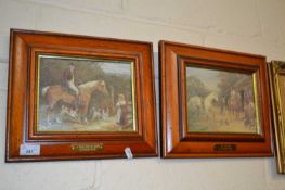 After Heywood Hardy, two oleograph studies in lacquered finish frames