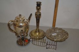 Mixed Lot: various silver plated wares to include toast racks, candlesticks, coffee pot etc