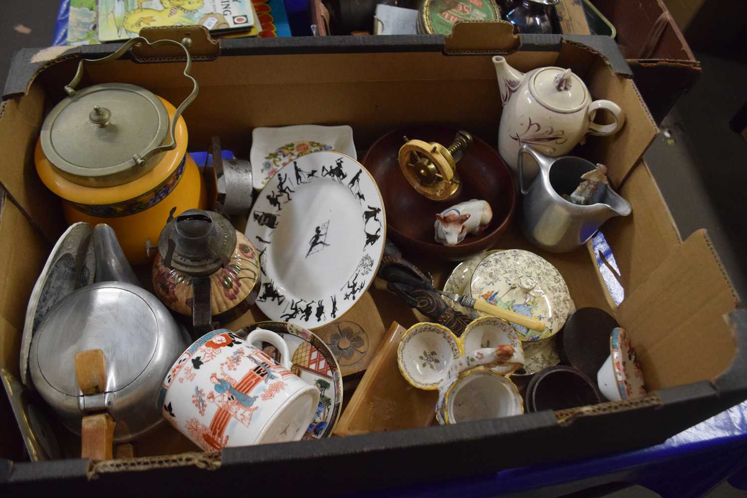 Mixed Lot - tea wares, wooden bowl, tobacco jar etc