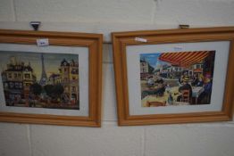 Two coloured prints, Parisian street scenes