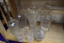 Quantity of mixed glassware to include vases, decanters etc