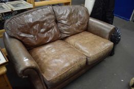 Laura Ashley brown Leather two seater Sofa