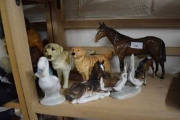 Quantity of Beswick animals to include a horse, a labrador and others similar