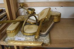 Gilt metal dressing table set