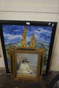 Coloured print after Van Gogh and a further print of a child, in gilt frame
