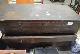 Four drawer wooden tool chest