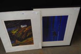 Michael Billen, The House by the Sea, coloured print, together with another of a moonlit seascape
