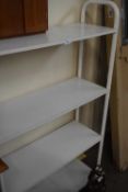 Four-tier free standing white bookshelf
