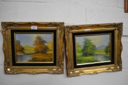 Two landscape oils, signed G Johnson, in gilt frames