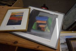 Abstract coloured print, Sunet, Midlothian and one other
