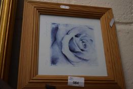 Print of a rose in pine frame