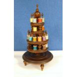 A 19th century fruitwood four tier cotton reel holder, approx. 56cm high