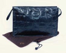 A Mulberry black wash bag, the rectangular mock croc leather wash bag with zip closure, Mulberry