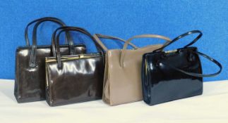 Four lady's vintage handbags, to include two deep brown leather bags, one tan leather bag and a