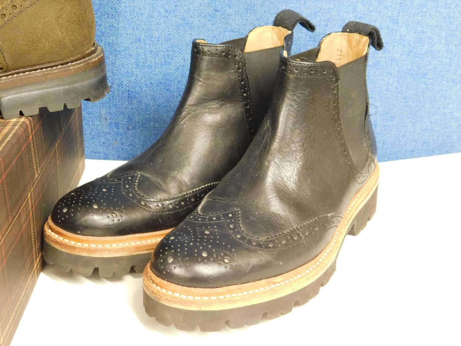 Three pairs of lady's boots to include a pair of black leather brogue chelsea boots by Grenson, size - Image 3 of 3