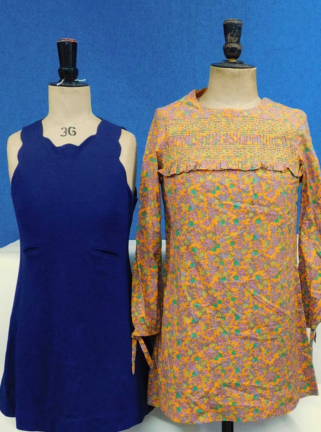 Two circa 1960's mini dresses by Sterling Cooper and Dollyrockers, one in navy blue jersey with