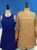 Two circa 1960's mini dresses by Sterling Cooper and Dollyrockers, one in navy blue jersey with