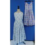 Two c.1950's / 60's lady's printed cotton summer dresses, one halter neck with front patch