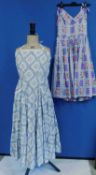 Two c.1950's / 60's lady's printed cotton summer dresses, one halter neck with front patch