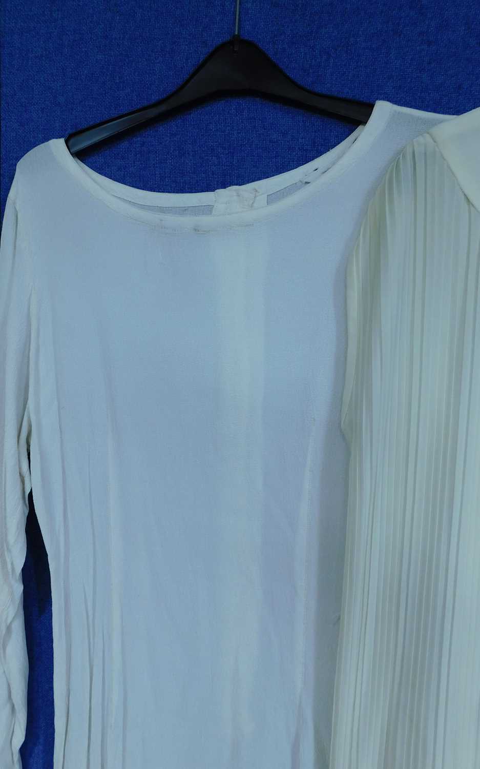 Three cream lady's occasion wear dresses to include a sleeveless shift by Monsoon Twilight with - Image 6 of 8
