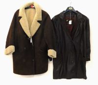 Two jackets to include a brown leather and suede jacket by Sardar and a brown sheepskin double