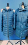 Two lady's Belstaff puffer coats, to include one with detachable fur trimmed hood, size 40, and
