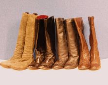 Four pairs of lady's knee high boots; to include a pair of grey suede Fionrentini + Baker, size 37