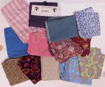 Quantity of mixed fabrics to include printed cottons, wool, tweed and others
