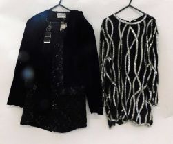 A quantity of late 20th century lady's evening wear to include a black and silver sequin and