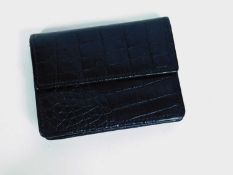 A small black Mulberry coin purse, the rectangular mock croc leather with internal zip pockets and
