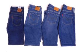 Four pairs Levi's 721 jeans, three slim fit, one high rise skinny, all size 27 (4)