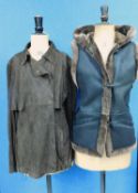 A lady's brown suede jacket by Jaeger, with popper fastening and side pockets, drawstring waist,
