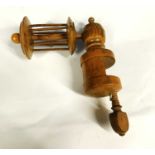 A 19th century fruitwood, sewing clamp thread winder, approx. 18 x 14cm