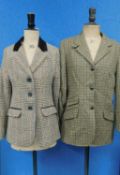 Two lady's tweed jackets, to include a brown and orange check Harris Tweed single breasted jacket