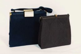 Two mid 20th Century bags, both by Cordé, one black fabric covered bag with brass hardware, faux