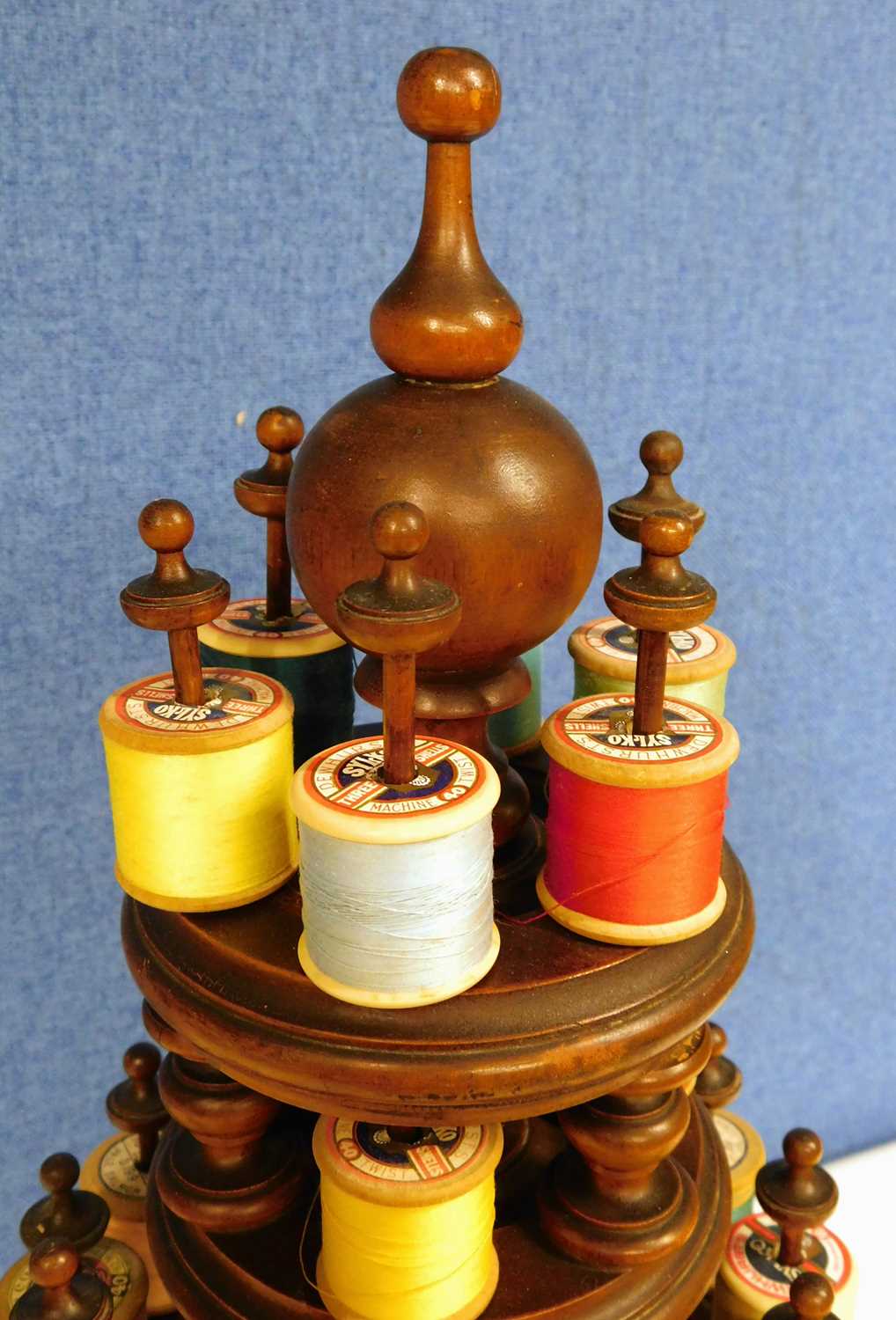 A 19th century fruitwood four tier cotton reel holder, approx. 56cm high - Image 5 of 6