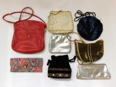 Eight assorted bags to include beaded, leather textile etc, (8)