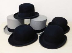 A quantity of mens hats to include two grey top hats, one by Thos.Townend & Co, approx. 58cm and one