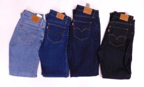 Four pairs of Levi's 712 jeans, two pairs of slims, size 27 and two pairs of high rise skinny,