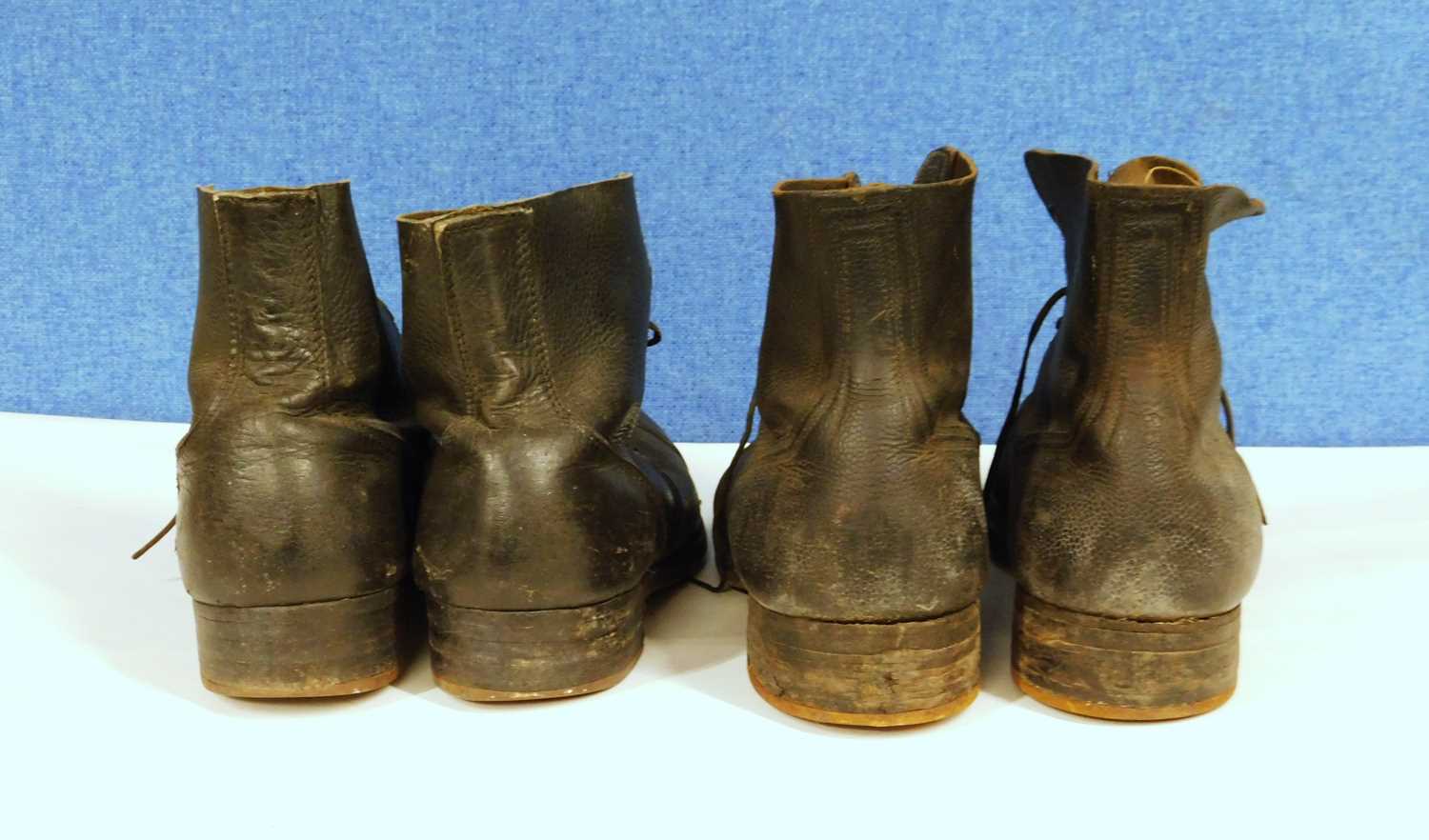 Two pairs of mid 20th Century black leather hobnail boots, one dated 1941, and another pair - Image 3 of 4