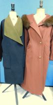 Two lady's coats, to include a chocolate brown three quarter length single breasted hooded coat,