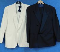 Gentleman's Evening Wear: A black two piece double breasted dinner suit by Moss Bros, jacket size