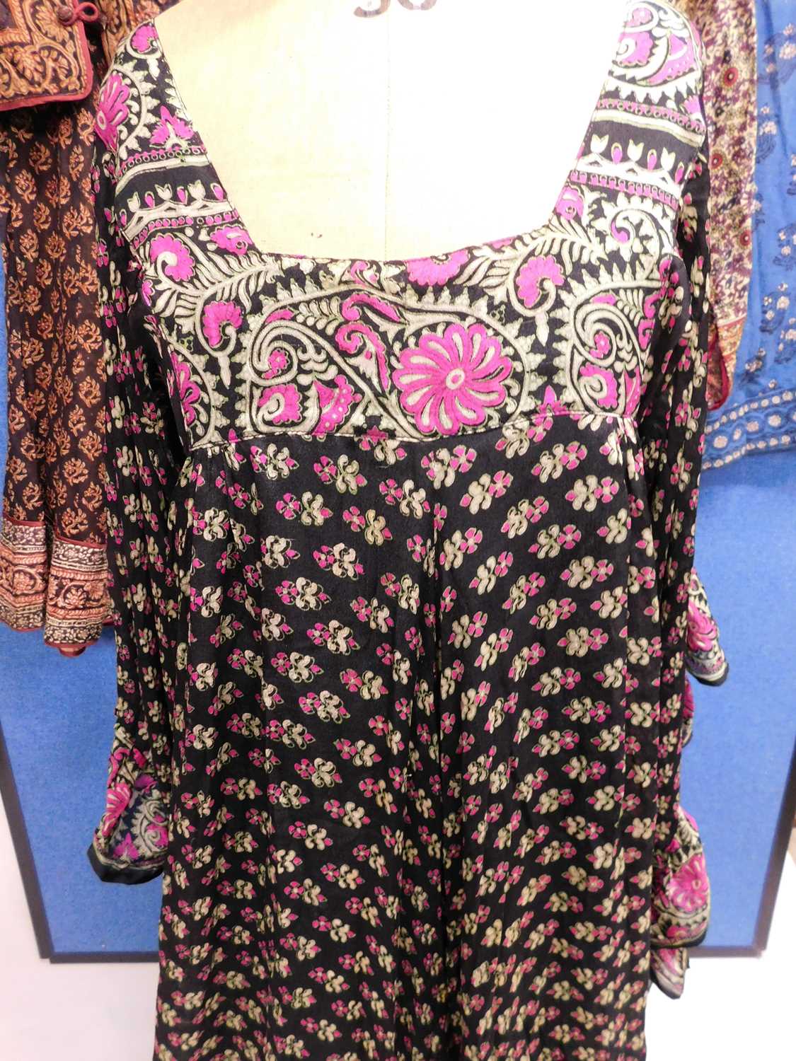 A quantity of lady's Indian printed silk and cotton clothing to include dresses, pyjamas, skirts etc - Image 2 of 7