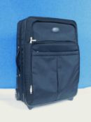 A Mulberry black suitcase with wheels, adjustable compartments, carry handle (a/f) approx 63 x 41